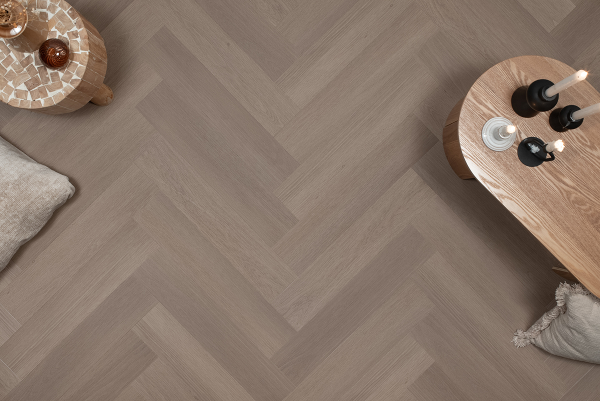 Floer Visgraat Vinyl vloer Greige Eiken